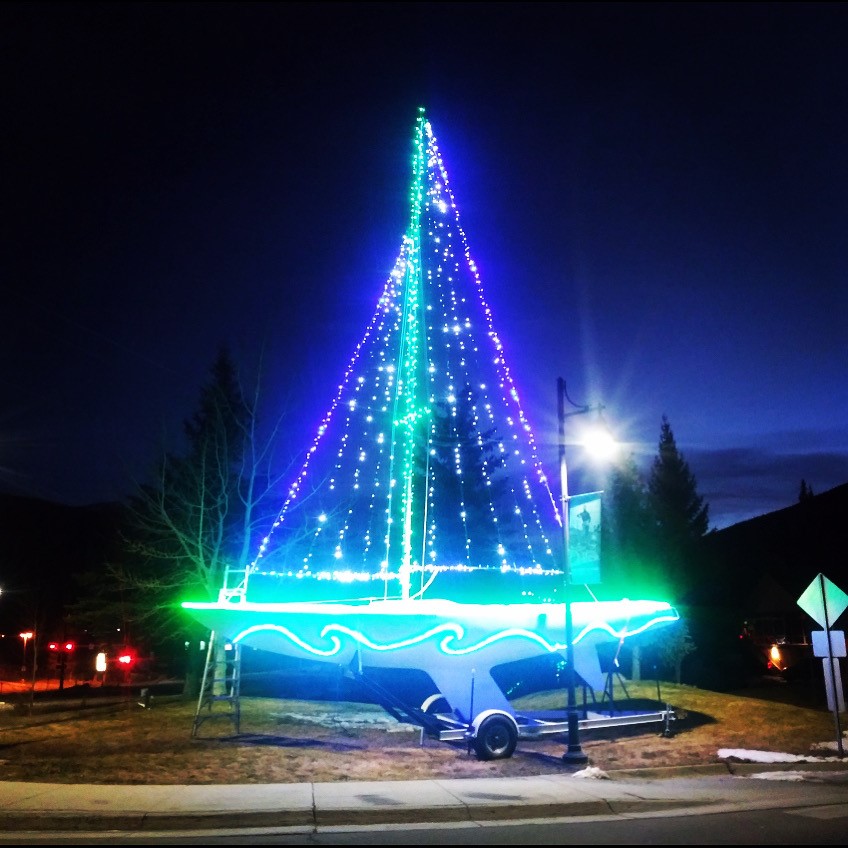 Boat with Christmas lights